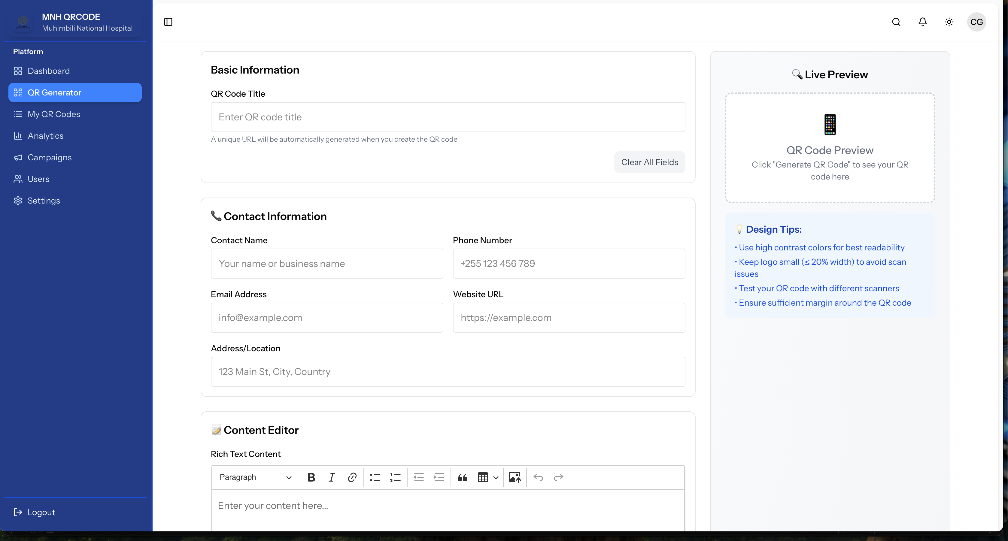 Muhimbili QR Code System - Image 1